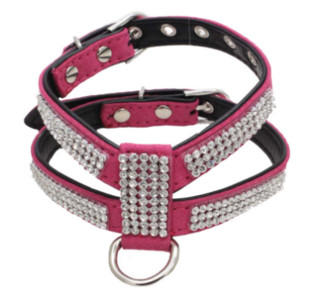 Dimensiuni mari Piele PU Strasuri Ham pentru câini Siguranță Confortabil pentru îmbrăcăminte pentru animale de companie Guler pentru ham Mic Mediu Mare Rechizite pentru câini