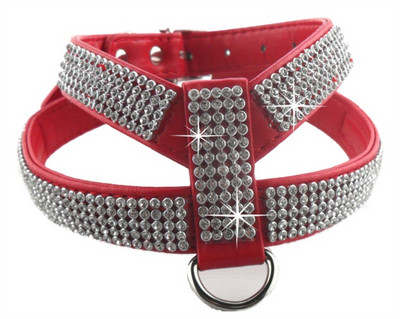 Dimensiuni mari Piele PU Strasuri Ham pentru câini Siguranță Confortabil pentru îmbrăcăminte pentru animale de companie Guler pentru ham Mic Mediu Mare Rechizite pentru câini