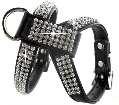 Dimensiuni mari Piele PU Strasuri Ham pentru câini Siguranță Confortabil pentru îmbrăcăminte pentru animale de companie Guler pentru ham Mic Mediu Mare Rechizite pentru câini