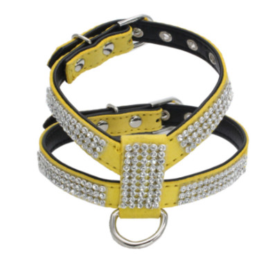 Dimensiuni mari Piele PU Strasuri Ham pentru câini Siguranță Confortabil pentru îmbrăcăminte pentru animale de companie Guler pentru ham Mic Mediu Mare Rechizite pentru câini