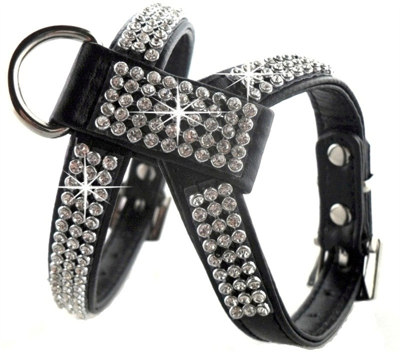 Dimensiuni mari Piele PU Strasuri Ham pentru câini Siguranță Confortabil pentru îmbrăcăminte pentru animale de companie Guler pentru ham Mic Mediu Mare Rechizite pentru câini