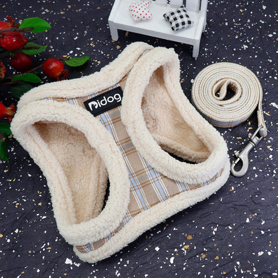 Ham de iarnă pentru câini pentru caini de companie moale, set de lesă, haine calde pentru câini, vestă reglabilă fără tragere pentru câini de talie mică, buldog francez