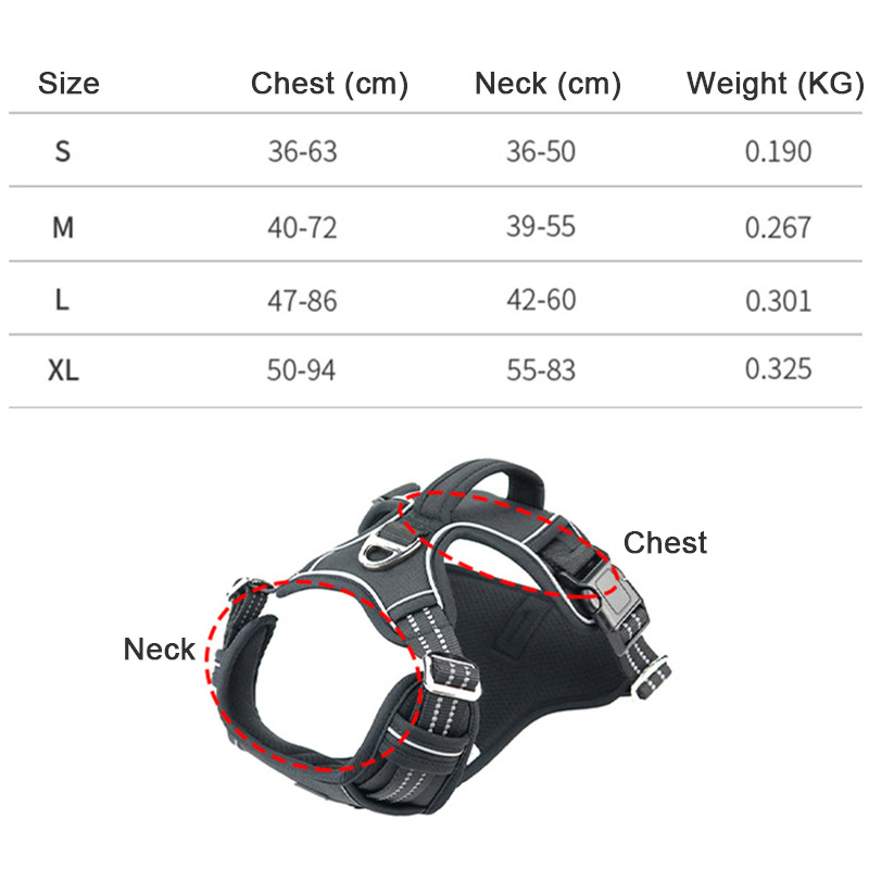 Peegeldav koerarakmete vest tõmbamata jalutusrihmaga lemmiklooma kaelarihmad 1000D Oxfordi riidest lemmikloomade rinnarihmad keskmise suurusega koertele