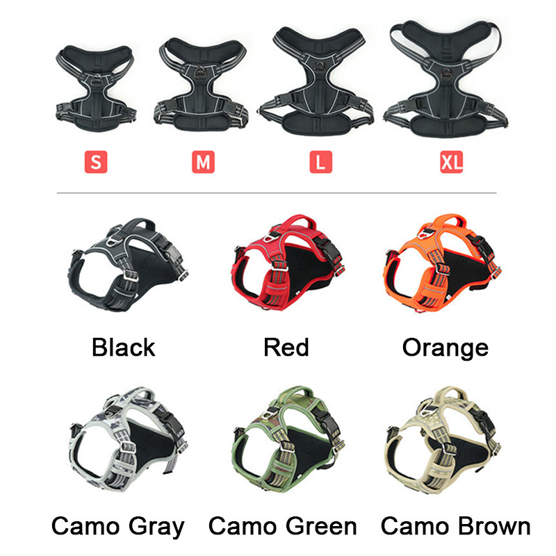 Peegeldav koerarakmete vest tõmbamata jalutusrihmaga lemmiklooma kaelarihmad 1000D Oxfordi riidest lemmikloomade rinnarihmad keskmise suurusega koertele