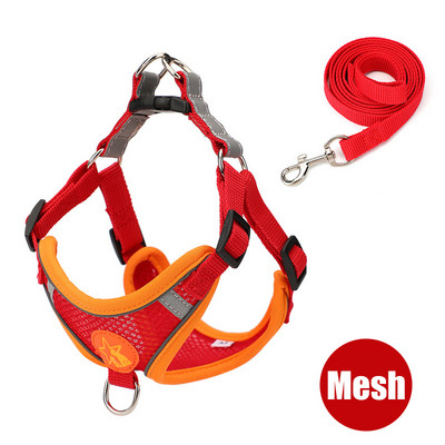 Нагръдник за кучета с комплект каишки Светлоотразителни Разходки Бягащи кучета Нашийници Без дърпане На открито Пътуване Жилетка за каишка за гърди за домашни любимци за малки кучета