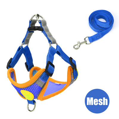 Нагръдник за кучета с комплект каишки Светлоотразителни Разходки Бягащи кучета Нашийници Без дърпане На открито Пътуване Жилетка за каишка за гърди за домашни любимци за малки кучета