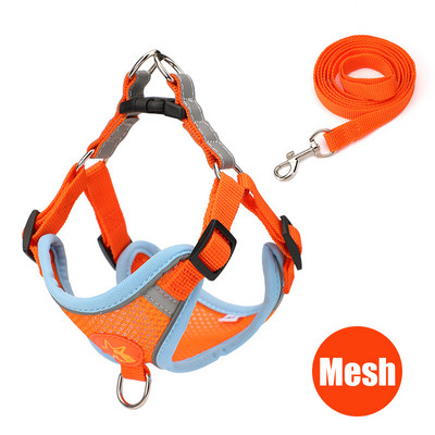 Нагръдник за кучета с комплект каишки Светлоотразителни Разходки Бягащи кучета Нашийници Без дърпане На открито Пътуване Жилетка за каишка за гърди за домашни любимци за малки кучета