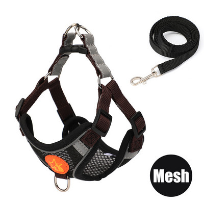 Нагръдник за кучета с комплект каишки Светлоотразителни Разходки Бягащи кучета Нашийници Без дърпане На открито Пътуване Жилетка за каишка за гърди за домашни любимци за малки кучета