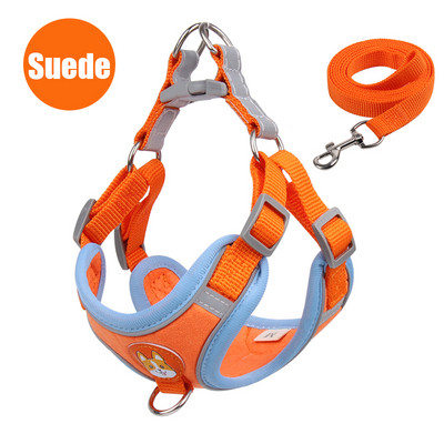 Нагръдник за кучета с комплект каишки Светлоотразителни Разходки Бягащи кучета Нашийници Без дърпане На открито Пътуване Жилетка за каишка за гърди за домашни любимци за малки кучета