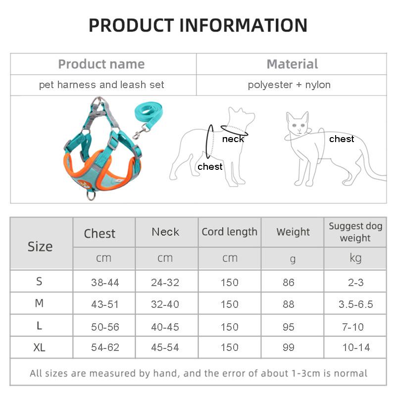 Нагръдник за кучета с комплект каишки Светлоотразителни Разходки Бягащи кучета Нашийници Без дърпане На открито Пътуване Жилетка за каишка за гърди за домашни любимци за малки кучета