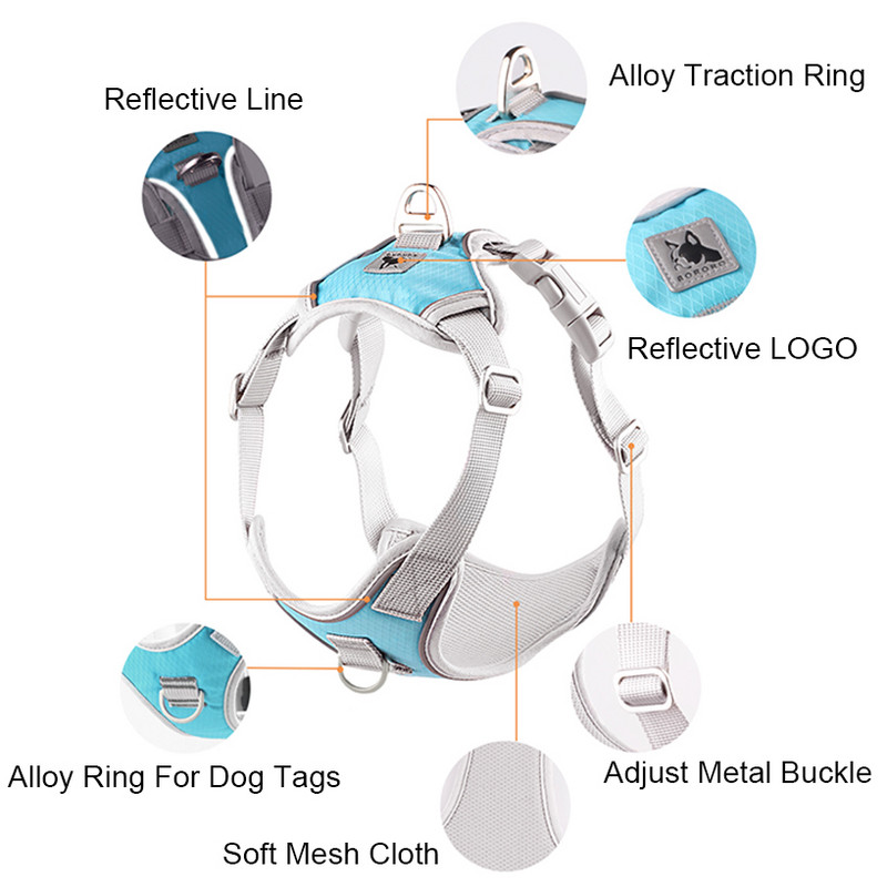 Prsluk s pojasom za kućne ljubimce Meka podstava Podesivi reflektirajući pojas za male srednje pse Ogrlica Prozračna obuka za hodanje Proizvodi za kućne ljubimce