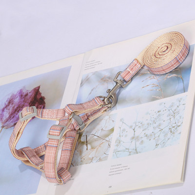 Koerarakmed väikestele koertele kassidele Reguleeritav kassipoegade kaelarihm Lemmikloomade rakmed koos jalutusrihma komplektiga ruuduline rinnavest jalutusrihm koera juhtmete tarvikud