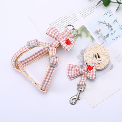 Koerarakmed väikestele koertele kassidele Reguleeritav kassipoegade kaelarihm Lemmikloomade rakmed koos jalutusrihma komplektiga ruuduline rinnavest jalutusrihm koera juhtmete tarvikud