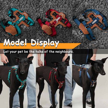 Mysudui No Pull Dog Harness Ρυθμιζόμενο δερμάτινο γιλέκο για κατοικίδια για εύκολο περπάτημα με 2 κλιπ λουριών Μικρά, μεσαία μεγάλα σκυλιά