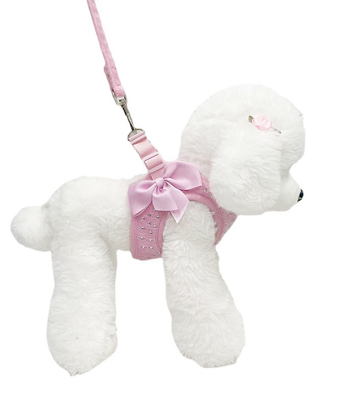 Decor mic cu diamante, moale, respirabil, ham pentru piept pentru câini, ham pentru câini, animale de companie, guler pentru animale de companie, curea pentru piept, lesă, trei dimensiuni