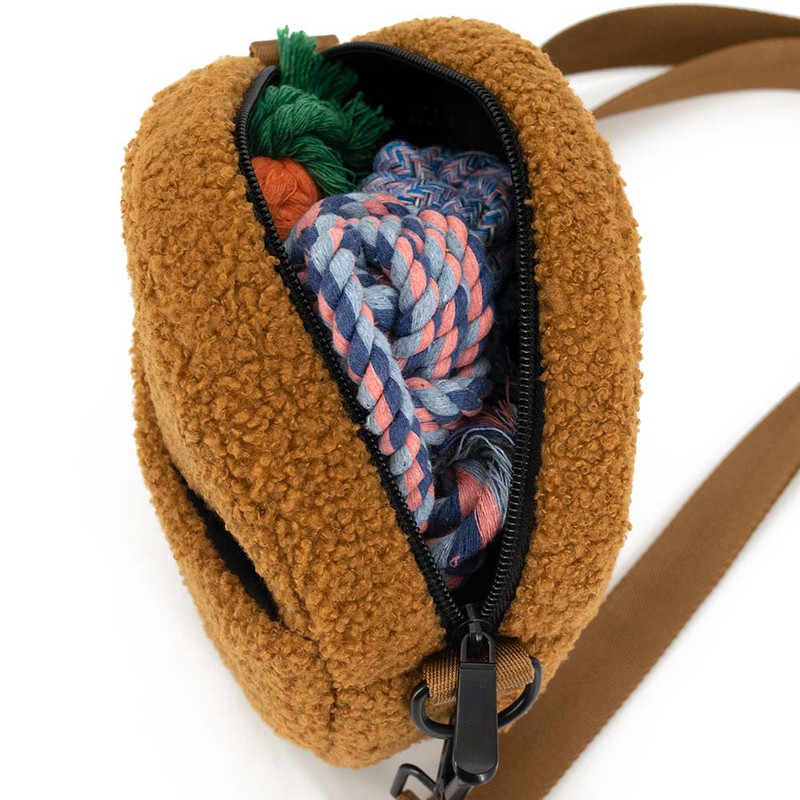 Geantă de plimbare pentru câini Husă pentru mâncăruri pentru dresaj Geantă de umăr portabilă cu mâinile libere Dispenser încorporat de pungi pentru caci pentru câini Recompensă pentru plimbarea animalelor de companie