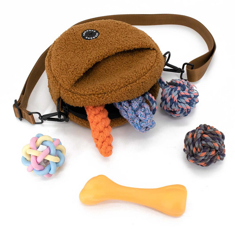 Geantă de plimbare pentru câini Husă pentru mâncăruri pentru dresaj Geantă de umăr portabilă cu mâinile libere Dispenser încorporat de pungi pentru caci pentru câini Recompensă pentru plimbarea animalelor de companie