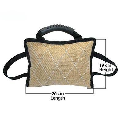 Jastuk za pseći ugriz od jute s 3 ručke, lanena igračka za tegljač, agresivna podloga za grickanje, interaktivna vrećica za žvakanje za srednje velike ljubimce