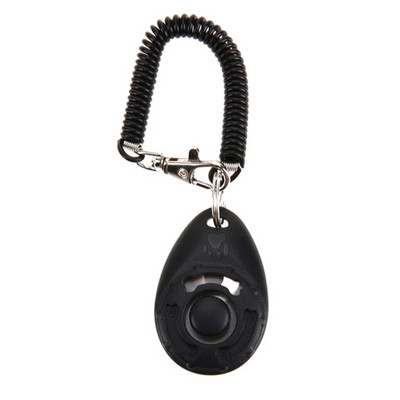 1 бр. Pet Cat Dog Training Clicker Plastic New Dogs Click Trainer Aid Too Регулируема каишка за китката Звуков ключодържател Кучешка свирка