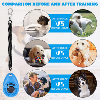 2 пакета щракалки за обучение на кучета с регулируема каишка за китка Издръжлив, лек, лесен за използване за котки, кученца, птици, коне