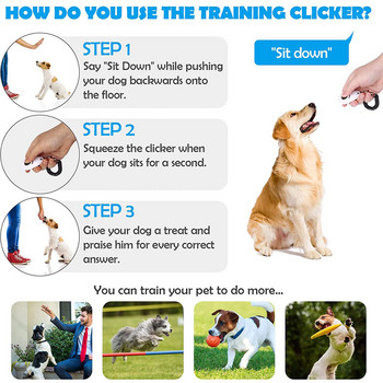 2 пакета щракалки за обучение на кучета с регулируема каишка за китка Издръжлив, лек, лесен за използване за котки, кученца, птици, коне