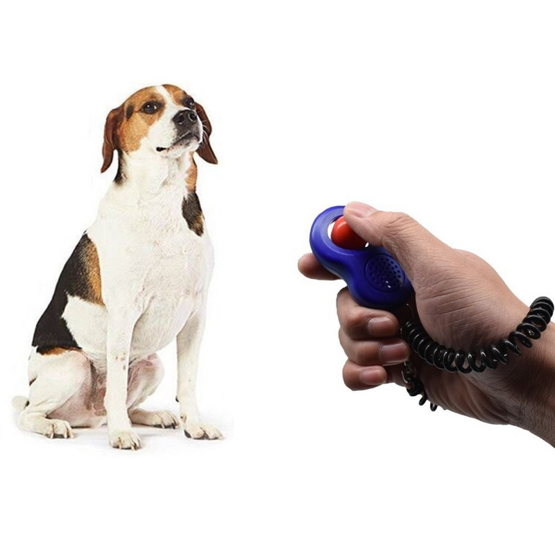 Clicker pentru dresaj de câini pentru pisici de companie, cu bandă pentru încheietura mâinii, cu buclă pentru degete, set de instrumente de design profesional umanizat științific pentru animale de companie
