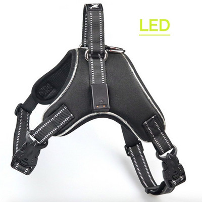 Ham cu LED reîncărcabil pentru animale de companie Coadă de câine din nailon, cu LED intermitent, guler pentru ham pentru câini, centură de siguranță pentru animale de companie, accesorii pentru câini