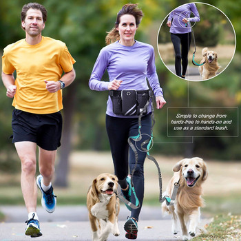 Hands-free νάιλον λουρί για σκύλους με θήκη ανακλαστικό σκυλί με σχοινί έλξης Τσάντες μέσης για τρέξιμο για κατοικίδια Λουρί για τζόκινγκ Εκπαίδευση με σχοινί