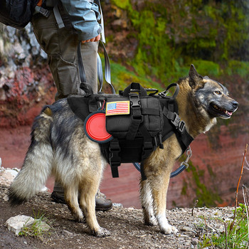 Ισχυρό νάιλον λουρί για σκύλους Tactical Military Pet Vest Strangings with Bag Working Dog Training γιλέκα για μεσαίου μεγέθους σκύλους