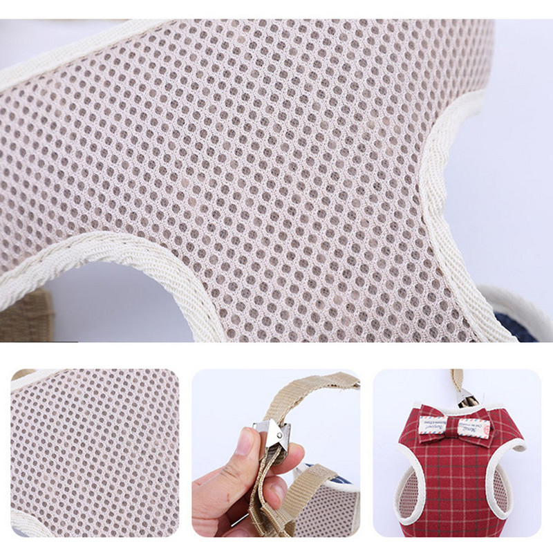 Set de ham și lesă pentru câini de talie mică Ham cu vestă pentru pisici pentru animale de companie, cu plasă cu bowknot, căptușeală, pentru caini mici, chihuahua Yorkie