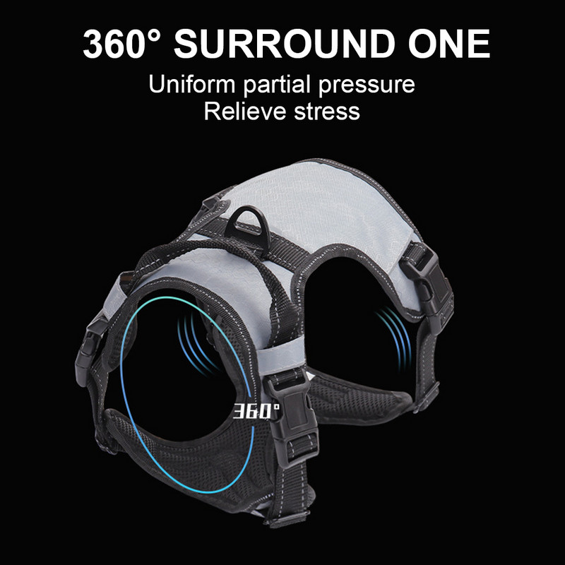 KOMMILIFE ham reglabil pentru câini vestă ham reflectorizant pentru câini, fără tragere, respirabil, mic, mediu, mare