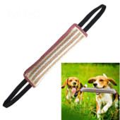 Izdržljiva igračka za dresuru psa Jastuk za ugrize s 2 ručke od užeta Pse, jaka lanena obuka za žvakanje, interaktivna igračka za igranje psa za žvakanje