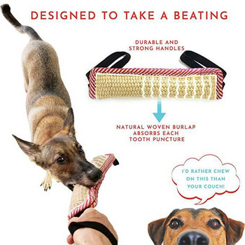 Ανθεκτικό μαξιλάρι για δάγκωμα ρυμουλκών εκπαίδευσης σκύλων με 2 λαβές σχοινιού Σκύλοι Δυνατό λινό για μάσημα Διαδραστικό παιχνίδι μασήματος για σκύλους