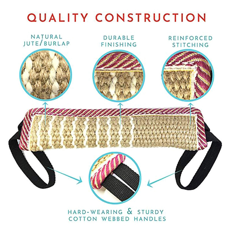 Izdržljiva igračka za dresuru psa Jastuk za ugrize s 2 ručke od užeta Pse, jaka lanena obuka za žvakanje, interaktivna igračka za igranje psa za žvakanje