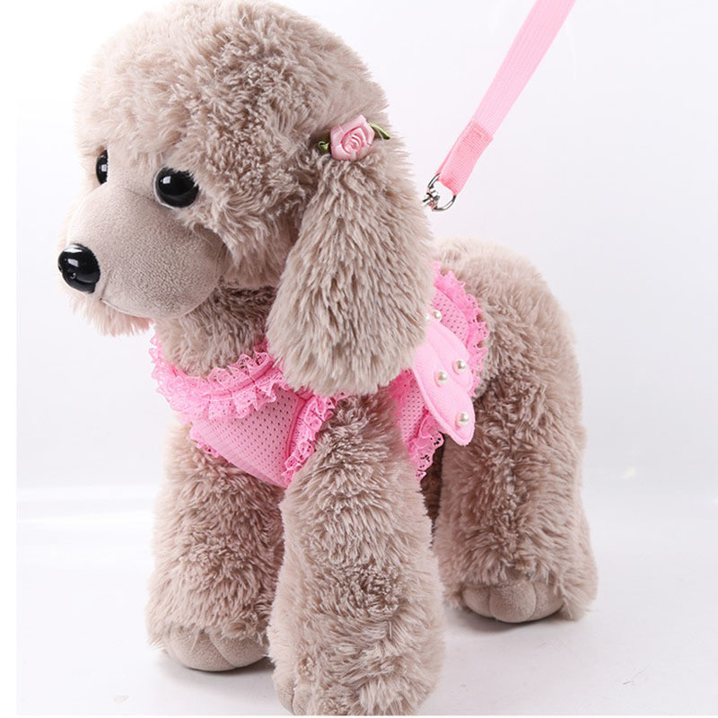 Set de ham și lesă pentru câini cu aripi de înger pentru buldog francez, haine respirabile pentru câini mici, accesorii pentru cățeluș Pug Chihuahua