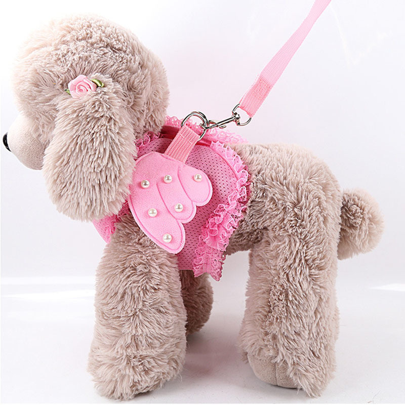 Set de ham și lesă pentru câini cu aripi de înger pentru buldog francez, haine respirabile pentru câini mici, accesorii pentru cățeluș Pug Chihuahua