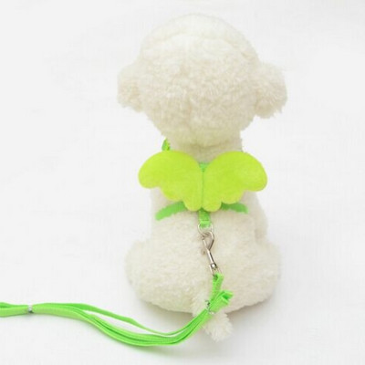 Mājdzīvnieku zirglietas ar eņģeļa spārnu mazs mājdzīvnieks suns truša kaķa krūšu komplekts jauks apkakles drošības josta, regulējama āra pastaigu pavadas virve