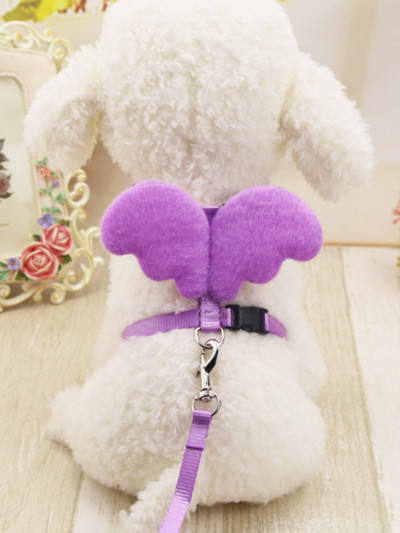 Mājdzīvnieku zirglietas ar eņģeļa spārnu mazs mājdzīvnieks suns truša kaķa krūšu komplekts jauks apkakles drošības josta, regulējama āra pastaigu pavadas virve