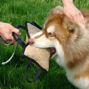 3 Χειρολαβές Σκληρό μαξιλάρι για δάγκωμα σκύλου από γιούτα Λινά ρυμουλκό παιχνίδι επιθετικό μαξιλαράκι δαγκώματος Διαδραστική τσάντα μασήματος για μεσαία μεγάλα κατοικίδια