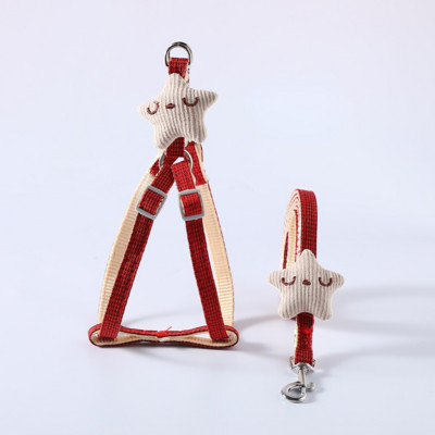 Σετ λουριών και περιλαίμιου σκύλου Χαριτωμένο αστερίας για κουτάβι γατάκι λουρί με ριγέ βαμβακερό καπίστρι 4 Χρώμα για μικρούς σκύλους Αξεσουάρ για γάτες