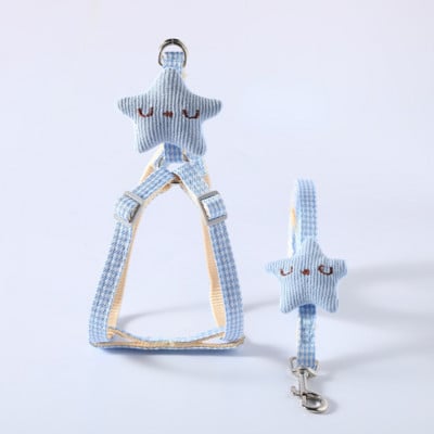 Σετ λουριών και περιλαίμιου σκύλου Χαριτωμένο αστερίας για κουτάβι γατάκι λουρί με ριγέ βαμβακερό καπίστρι 4 Χρώμα για μικρούς σκύλους Αξεσουάρ για γάτες