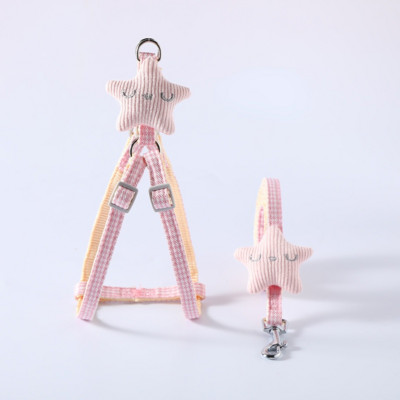 Σετ λουριών και περιλαίμιου σκύλου Χαριτωμένο αστερίας για κουτάβι γατάκι λουρί με ριγέ βαμβακερό καπίστρι 4 Χρώμα για μικρούς σκύλους Αξεσουάρ για γάτες