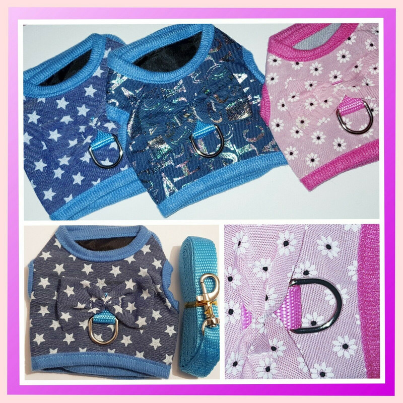 Câine ceașcă de ceai Chihuahua ham vestă cu plasă din plumb XXXS XXS XS pentru Tiny Kitty Cat Yorkie vestă moale Set cu lesă, iepure, pisică, cățeluș