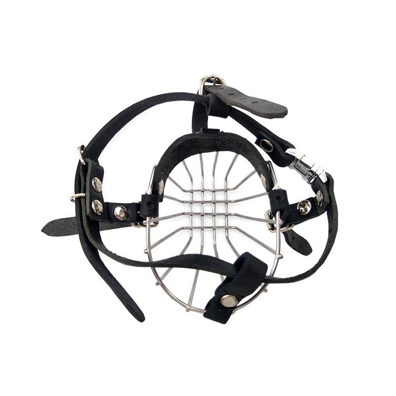 Bot din piele de vacă din oțel inoxidabil pentru câini, neagră, anti-mușcătură și anti-mizerie, mască pentru animale de companie Cușcă pentru gură pentru animale de companie de dimensiuni medii și mari