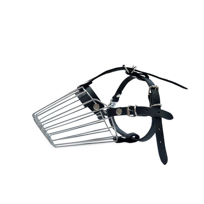 Bot din piele de vacă din oțel inoxidabil pentru câini, neagră, anti-mușcătură și anti-mizerie, mască pentru animale de companie Cușcă pentru gură pentru animale de companie de dimensiuni medii și mari