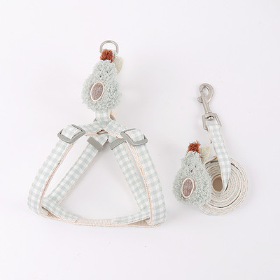 Set de lesă pentru ham pentru câini, reglabil, moale, drăguț, cu zăbrele de fructe, vestă pentru pisici, pentru guler pentru animale de companie mici, mijlocii, plimbări în aer liber