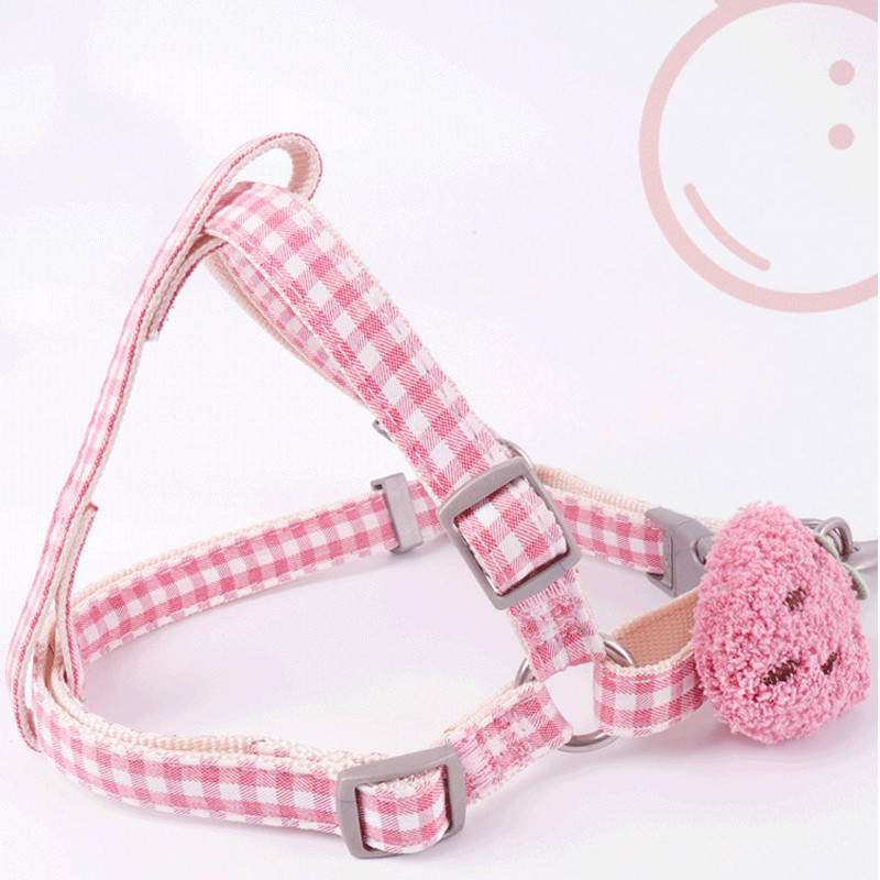 Set de lesă pentru ham pentru câini, reglabil, moale, drăguț, cu zăbrele de fructe, vestă pentru pisici, pentru guler pentru animale de companie mici, mijlocii, plimbări în aer liber