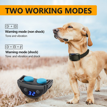 Κολάρο Bark Shock για σκύλους, Αυτόματο κολάρο γρήγορης διακοπής γαβγίσματος 45 ημερών Εξαιρετικά μεγάλος χρόνος εργασίας Οθόνη LED 3-Λειτουργίας T/V/S
