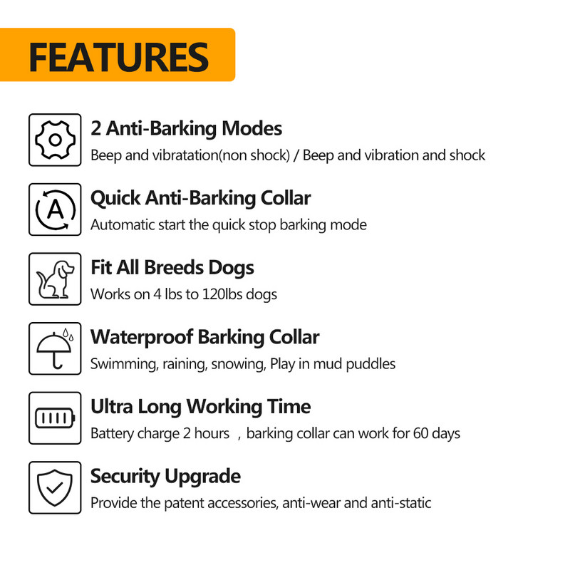 Zgarda anti-latrat pentru caini, zgarda automata de oprire rapida a latratului 45 de zile Timp de lucru ultra lung Afisaj LED 3-Function Mode T/V/S