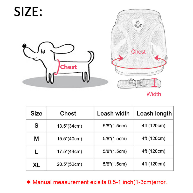 Ζώνες σκύλου για Chihuahua Pug Small Medium Dogs Nylon Mesh Puppy Cat λουριά Γιλέκο Reflective Walking Leash Leash Petshop